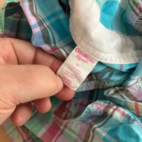 Vintage pastel plaid Oshkosh shortall 3T - Picture 6 of 8
